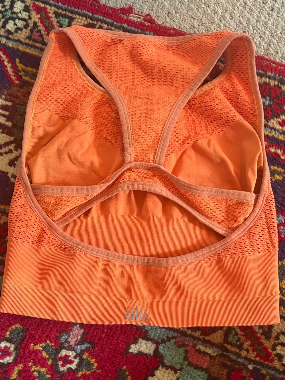 ALO Yoga Orange Racerback Mesh Sports Bra